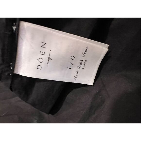 Doen Women's Black Puff Sleeve Ruffle Smocked Ischia Poplin Dress Large NWOT - Picture 15 of 16